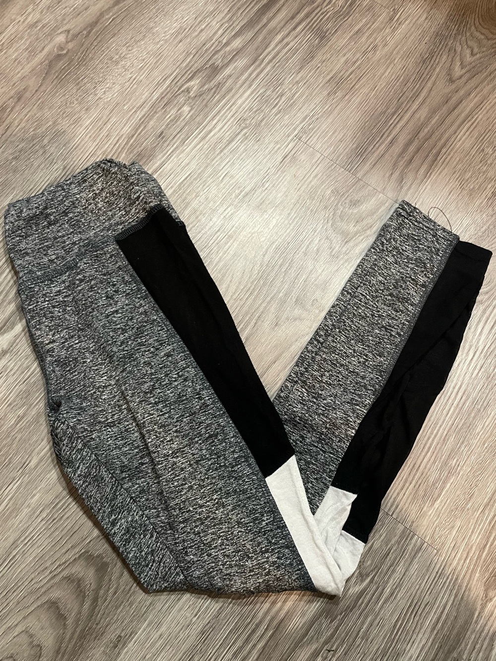 Grey Heather Leggings with Black and White Accents